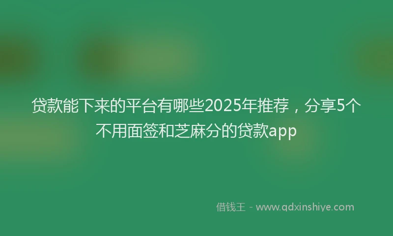贷款能下来的平台有哪些2025年推荐，分享5个不用面签和芝麻分的贷款app