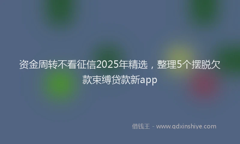 资金周转不看征信2025年精选，整理5个摆脱欠款束缚贷款新app
