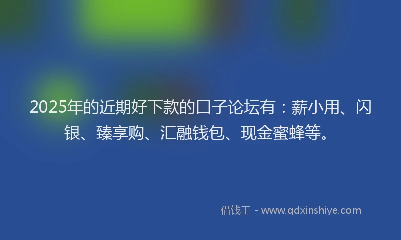 2025年的近期好下款的口子论坛有：薪小用、闪银、臻享购、汇融钱包、现金蜜蜂等。