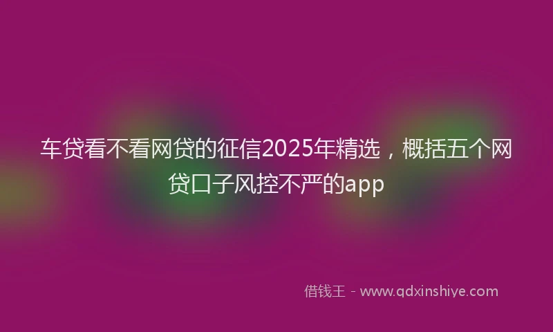 车贷看不看网贷的征信2025年精选，概括五个网贷口子风控不严的app