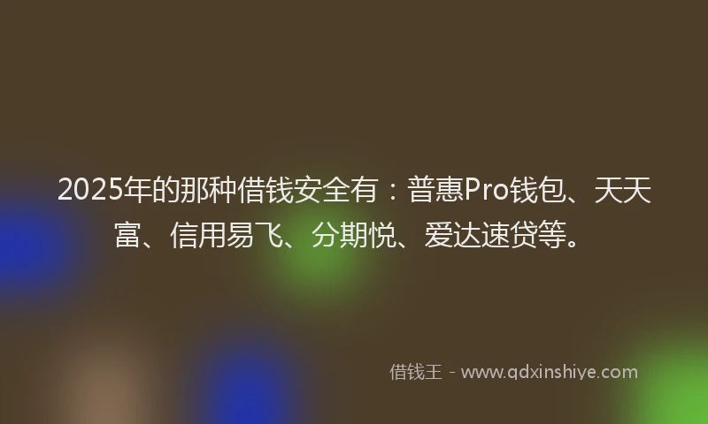 2025年的那种借钱安全有：普惠Pro钱包、天天富、信用易飞、分期悦、爱达速贷等。
