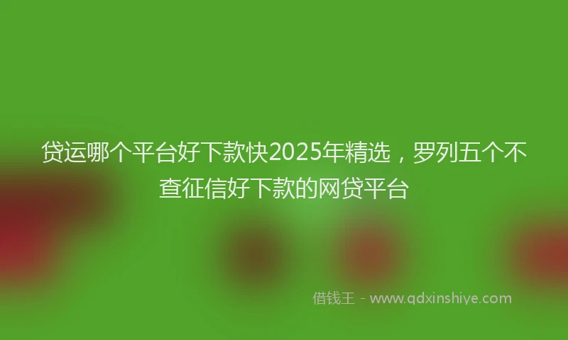 贷运哪个平台好下款快2025年精选，罗列五个不查征信好下款的网贷平台