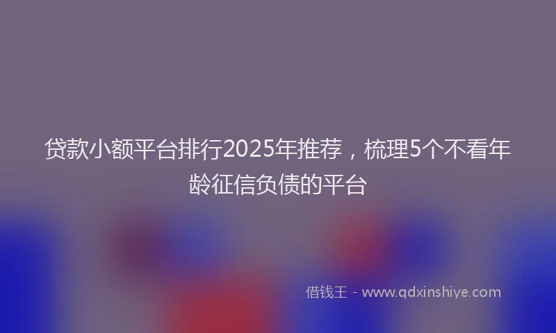 贷款小额平台排行2025年推荐，梳理5个不看年龄征信负债的平台
