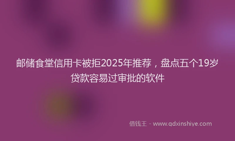邮储食堂信用卡被拒2025年推荐，盘点五个19岁贷款容易过审批的软件