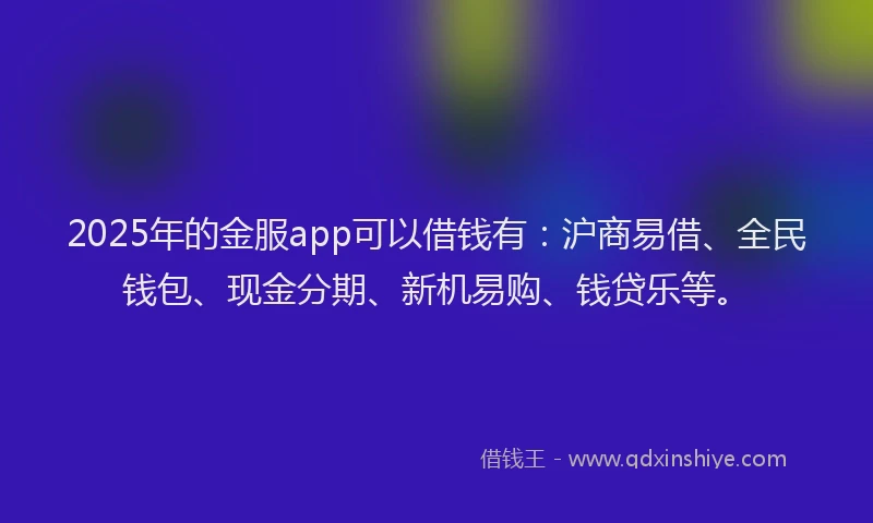 2025年的金服app可以借钱有：沪商易借、全民钱包、现金分期、新机易购、钱贷乐等。