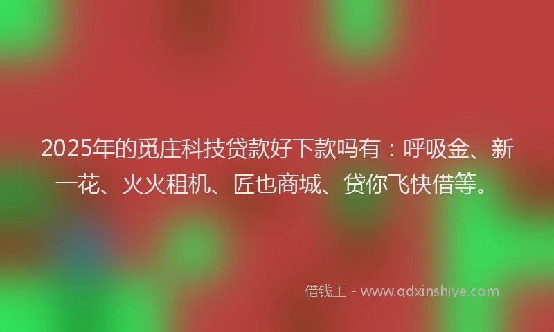 2025年的觅庄科技贷款好下款吗有：呼吸金、新一花、火火租机、匠也商城、贷你飞快借等。