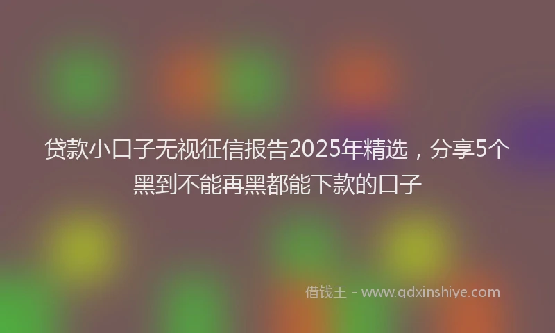 贷款小口子无视征信报告2025年精选，分享5个黑到不能再黑都能下款的口子