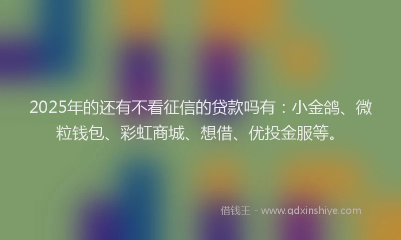 2025年的还有不看征信的贷款吗有：小金鸽、微粒钱包、彩虹商城、想借、优投金服等。