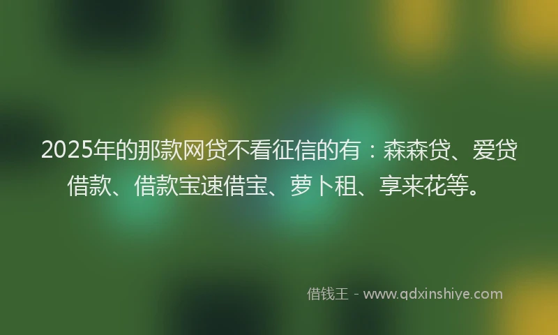 2025年的那款网贷不看征信的有：森森贷、爱贷借款、借款宝速借宝、萝卜租、享来花等。