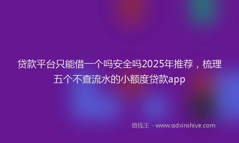贷款平台只能借一个吗安全吗2025年推荐，梳理五个不查流水的小额度贷款app