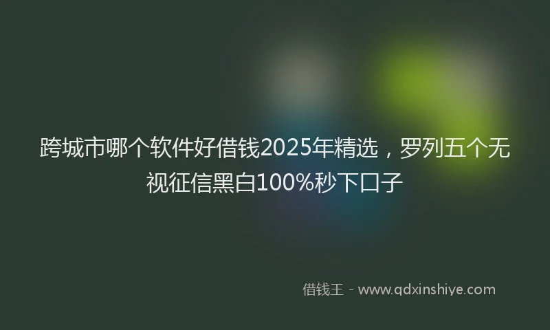 跨城市哪个软件好借钱2025年精选，罗列五个无视征信黑白100%秒下口子