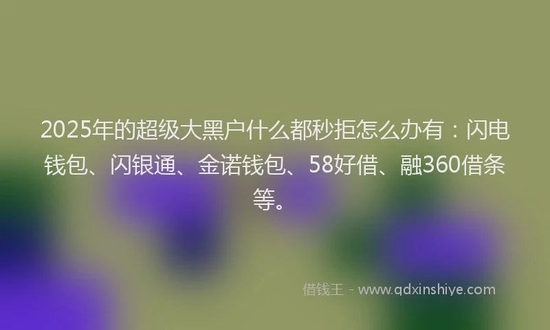 2025年的超级大黑户什么都秒拒怎么办有：闪电钱包、闪银通、金诺钱包、58好借、融360借条等。