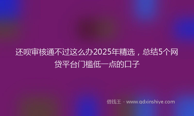 还呗审核通不过这么办2025年精选，总结5个网贷平台门槛低一点的口子