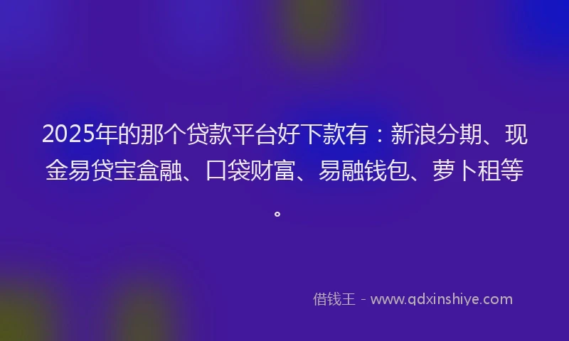 2025年的那个贷款平台好下款有：新浪分期、现金易贷宝盒融、口袋财富、易融钱包、萝卜租等。
