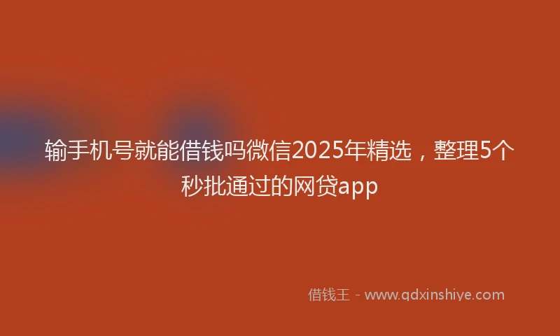 输手机号就能借钱吗微信2025年精选，整理5个秒批通过的网贷app