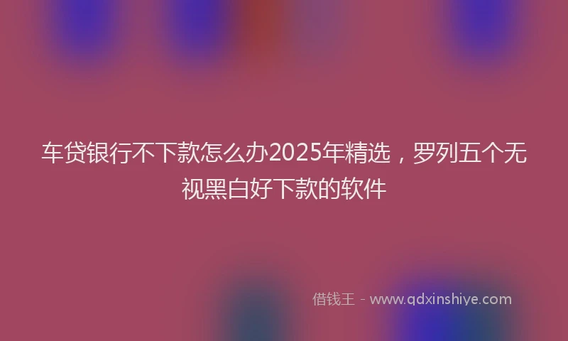 车贷银行不下款怎么办2025年精选，罗列五个无视黑白好下款的软件