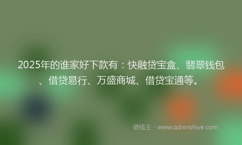 2025年的谁家好下款有：快融贷宝盒、翡翠钱包、借贷易行、万盛商城、借贷宝通等。