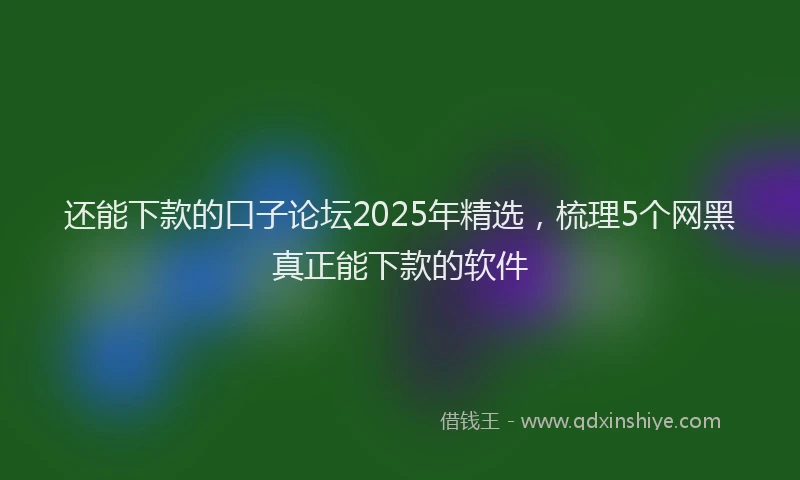 还能下款的口子论坛2025年精选，梳理5个网黑真正能下款的软件