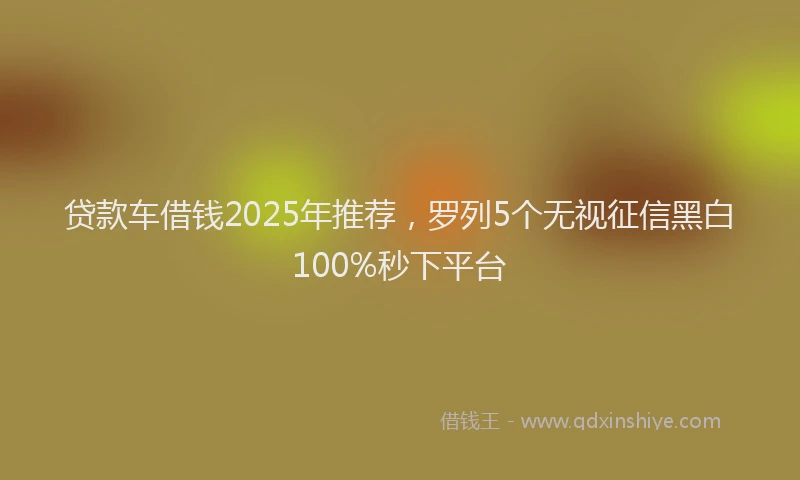 贷款车借钱2025年推荐，罗列5个无视征信黑白100%秒下平台