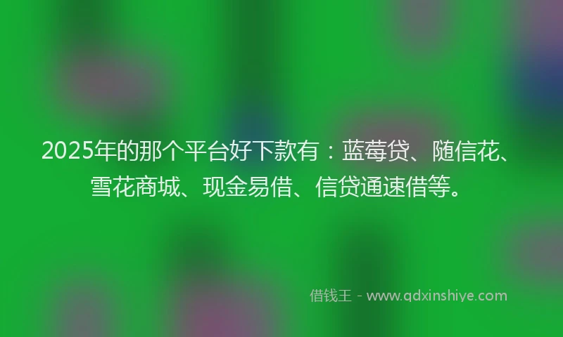 2025年的那个平台好下款有：蓝莓贷、随信花、雪花商城、现金易借、信贷通速借等。