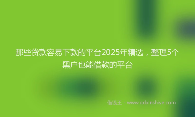 那些贷款容易下款的平台2025年精选，整理5个黑户也能借款的平台