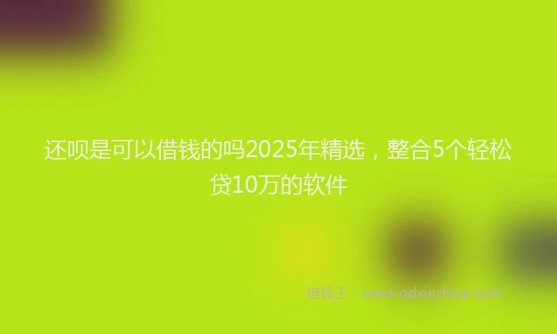 还呗是可以借钱的吗2025年精选，整合5个轻松贷10万的软件