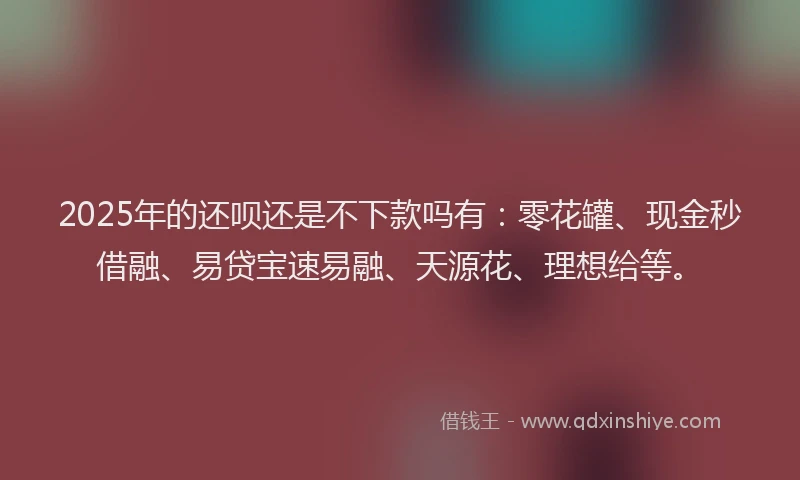 2025年的还呗还是不下款吗有：零花罐、现金秒借融、易贷宝速易融、天源花、理想给等。