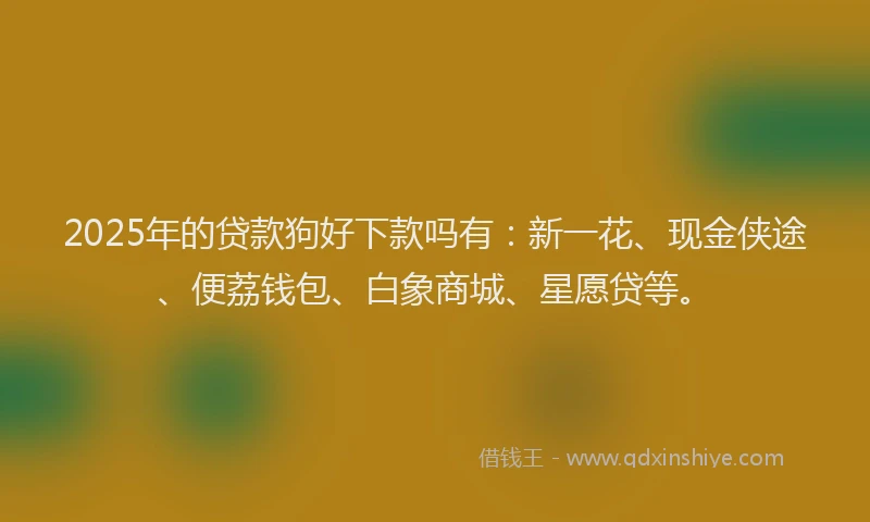 2025年的贷款狗好下款吗有：新一花、现金侠途、便荔钱包、白象商城、星愿贷等。