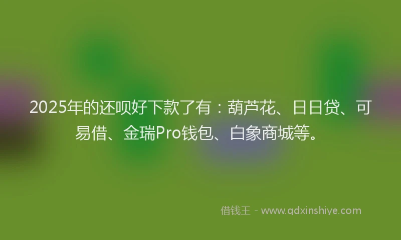 2025年的还呗好下款了有：葫芦花、日日贷、可易借、金瑞Pro钱包、白象商城等。