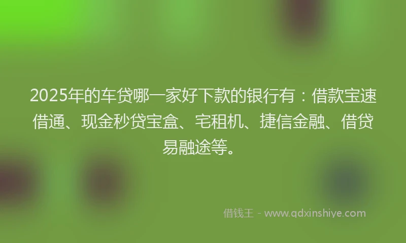 2025年的车贷哪一家好下款的银行有：借款宝速借通、现金秒贷宝盒、宅租机、捷信金融、借贷易融途等。