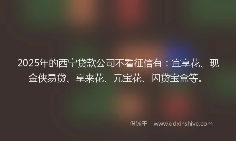 2025年的西宁贷款公司不看征信有：宜享花、现金侠易贷、享来花、元宝花、闪贷宝盒等。