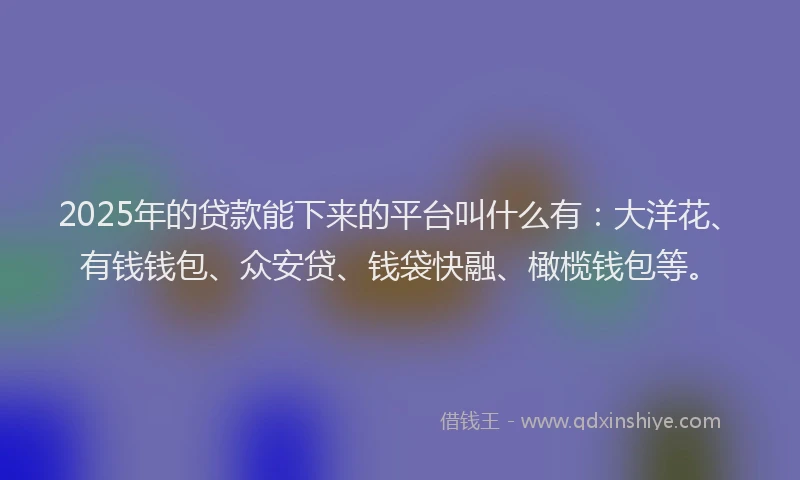2025年的贷款能下来的平台叫什么有：大洋花、有钱钱包、众安贷、钱袋快融、橄榄钱包等。