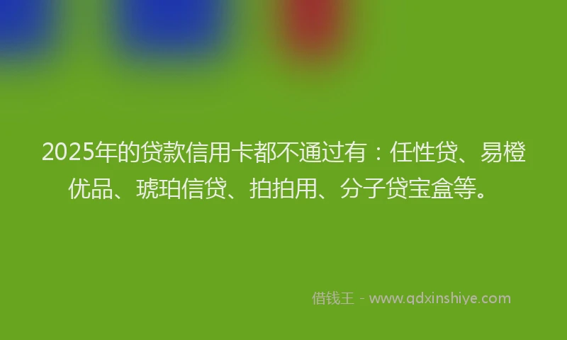 2025年的贷款信用卡都不通过有：任性贷、易橙优品、琥珀信贷、拍拍用、分子贷宝盒等。