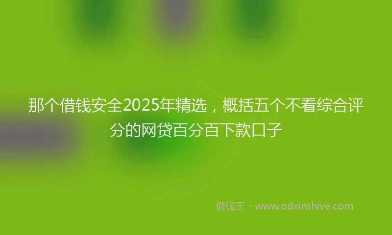 那个借钱安全2025年精选，概括五个不看综合评分的网贷百分百下款口子