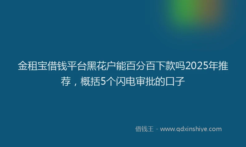 金租宝借钱平台黑花户能百分百下款吗2025年推荐，概括5个闪电审批的口子