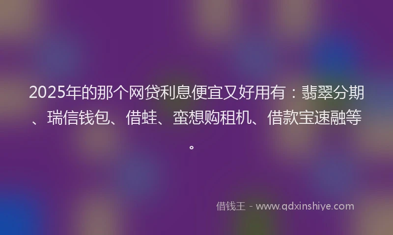 2025年的那个网贷利息便宜又好用有：翡翠分期、瑞信钱包、借蛙、蛮想购租机、借款宝速融等。