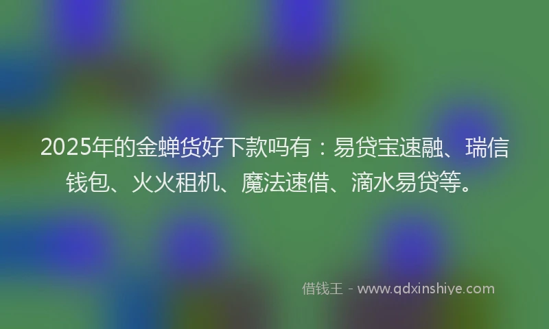 2025年的金蝉货好下款吗有：易贷宝速融、瑞信钱包、火火租机、魔法速借、滴水易贷等。