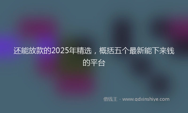 还能放款的2025年精选，概括五个最新能下来钱的平台