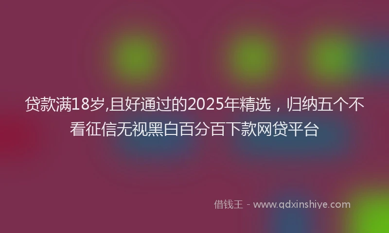 贷款满18岁,且好通过的2025年精选，归纳五个不看征信无视黑白百分百下款网贷平台