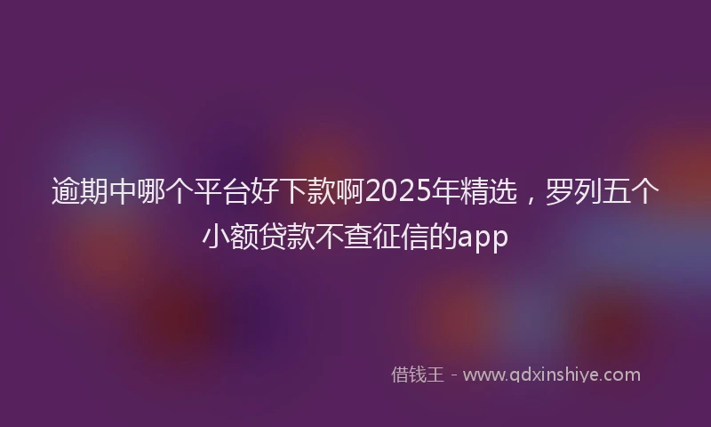 逾期中哪个平台好下款啊2025年精选，罗列五个小额贷款不查征信的app