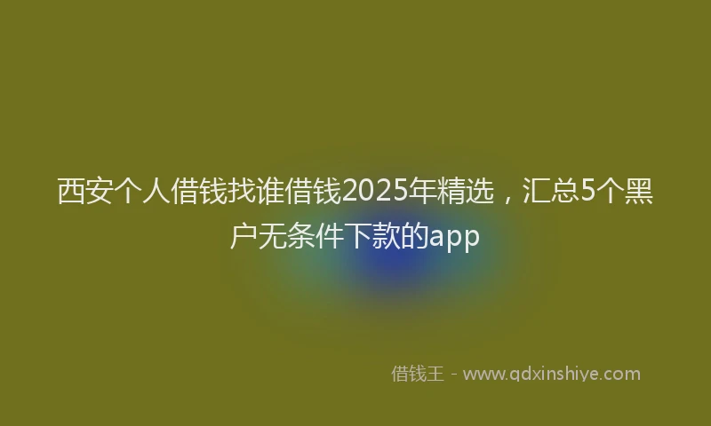 西安个人借钱找谁借钱2025年精选，汇总5个黑户无条件下款的app