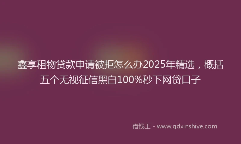 鑫享租物贷款申请被拒怎么办2025年精选，概括五个无视征信黑白100%秒下网贷口子