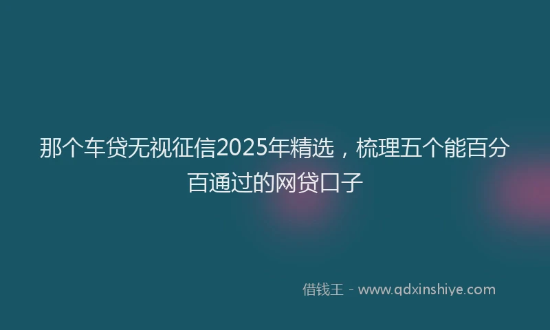 那个车贷无视征信2025年精选，梳理五个能百分百通过的网贷口子