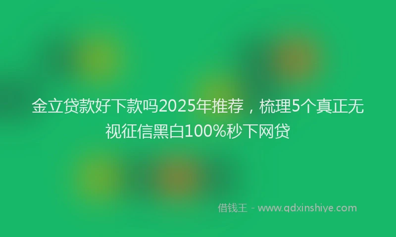 金立贷款好下款吗2025年推荐，梳理5个真正无视征信黑白100%秒下网贷
