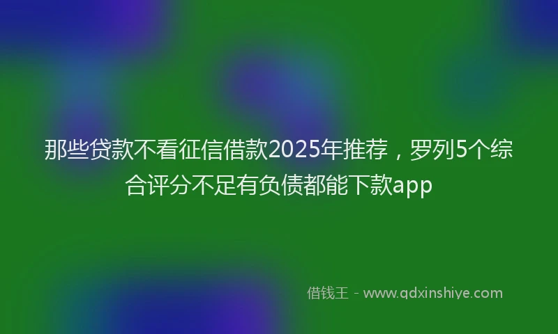 那些贷款不看征信借款2025年推荐，罗列5个综合评分不足有负债都能下款app