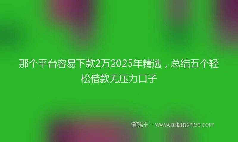 那个平台容易下款2万2025年精选，总结五个轻松借款无压力口子