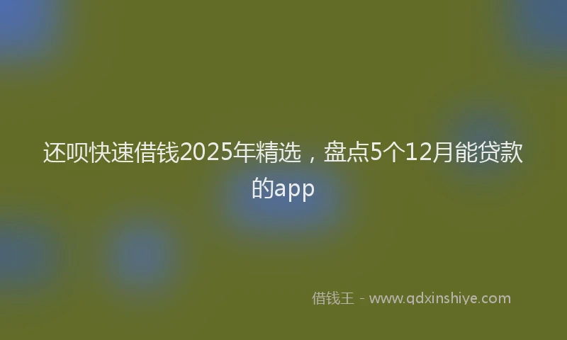 还呗快速借钱2025年精选，盘点5个12月能贷款的app
