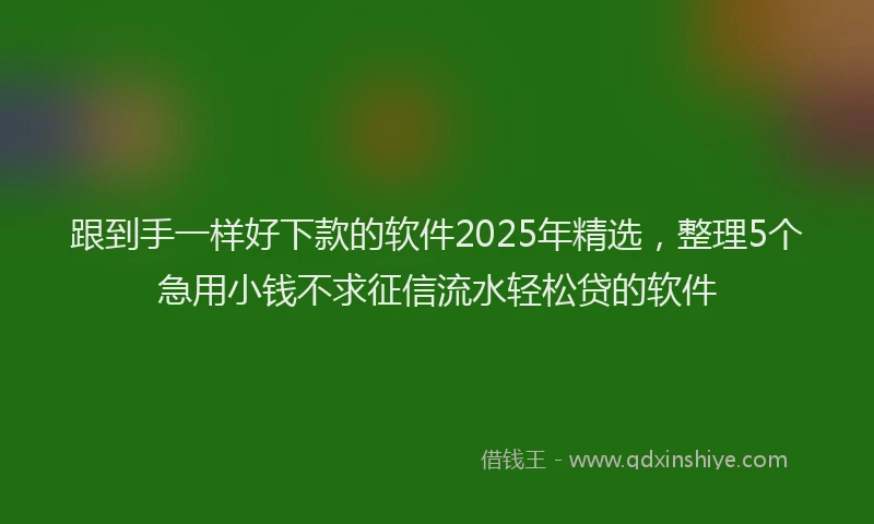 跟到手一样好下款的软件2025年精选，整理5个急用小钱不求征信流水轻松贷的软件