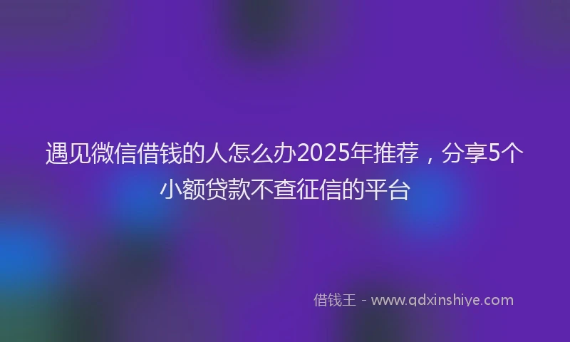 遇见微信借钱的人怎么办2025年推荐，分享5个小额贷款不查征信的平台