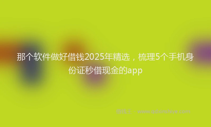 那个软件做好借钱2025年精选，梳理5个手机身份证秒借现金的app